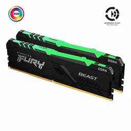 Модуль пам'яті Kingston Fury DDR4 16Gb (2x8) Beast 3200 MHz RGB (KF432C16BBAK2/16) Б/в