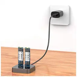 Док-станція для накопичувачів Maiwo 2*NVMe M.2 SSD Key M/B+M USB 3.1 Gen2 Type-C (K3016P) - мініатюра 4