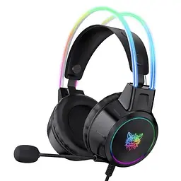 Накладні ігрові навушники Onikuma X15 Pro дротові з гарнітурою та RGB-підсвіткою чорні