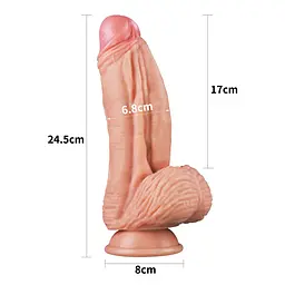 Реалістичний фалоімітатор LoveToy Dual Layered 24.5 см тілесний - мініатюра 12
