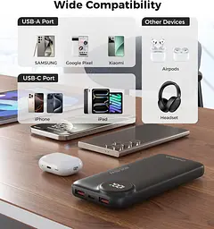 УМБ Choetech 10000mAh 22,5W PD 2xUSB-A, USB-C чорна - мініатюра 6