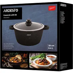 Каструля Ardesto Gemini Anzio 6.4 л 28 см чорна (AR2426GE) - мініатюра 13