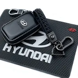 Подарунковий набір №77 для Hyundai / килимок панелі / брелок з карабіном і чохол для автоключів