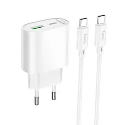 Адаптер мережевий HOCO Type-C to Type-C Fighter charger set C109A |1Type-C/1USB, 3A/20W, PD/QC|