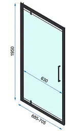 Душова кабіна Rea Rapid Swing 100x70 black REA-K6423 + REA-K6407, Чорний матовий, Універсальна, прозрачний, Чорний матовий - мініатюра 6