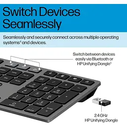 Клавіатура HP 720 Multi-Device Rechargeable Wireless/Bluetooth UA Black (9T5B1AA) - мініатюра 2