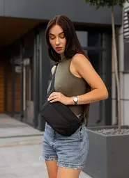 Жіноча сумка на пояс бананка Sambag Tirso Max чорний тканевий 38 × 17 × 6 см (80341065) - мініатюра 2