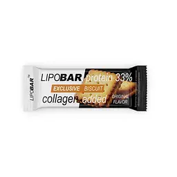Батончик LipoBar Exclusive Protein Bar, 50 грам збагачений біоактивним колагеном Peptan - Бісквіт