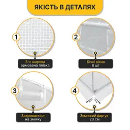 Посилена садова теплиця парник LEOBRO Garden 10м2 White (LB-10M25W) - мініатюра 3