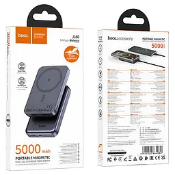 Портативний ЗП Power Bank Hoco J160 Original з БЗП 5000 mAh Metal gray - мініатюра 2