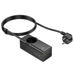 Мережевий подовжувач Hoco NS9 Wisdom 1-position (PD67W/3C1A) Desktop Socket Black - мініатюра 6