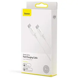 Кабель Baseus Xiaobai Cable Type-C to Type-C 5A 100W 1.5m CATSW-D02 White - мініатюра 2