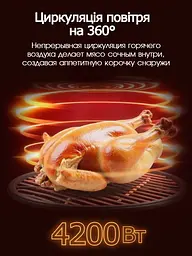 Мультипіч аерогриль BITEK AIR FRYER GRILL на 14 литров 4800 Вт Black Silver - мініатюра 5