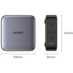 Зарядний пристрій 4xUSB 100W (3хUSB-C+USB-A) Gan Nexode чорний CD328 Ugreen Desktop Fast Charger (90928) - мініатюра 4