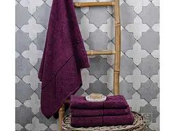 Рушник AISHA 70x140 махровий ЖАККАРД (бордюр РОМБИ) винний