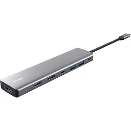 USB-Хаб Trust Dalyx 7in1 USB-C 2xUSB-А 3.2/2xUSB-С/2xHDMI/Display Port, Алюміній, 0.16м, Сірий (25661_TRUST) - мініатюра 2