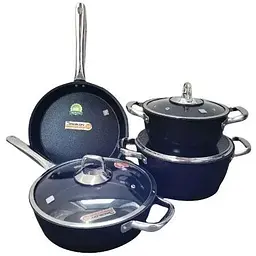 Набір каструль Casa Royal Diamond Pro Pearl P-UKR2010 з гранітним покриттям Чорний