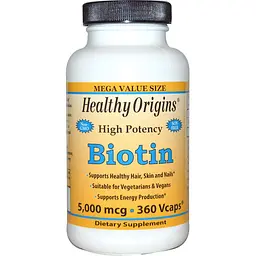 Біотин, Biotin, 5000 мкг, 360 капсул Healthy Origins vit0001573