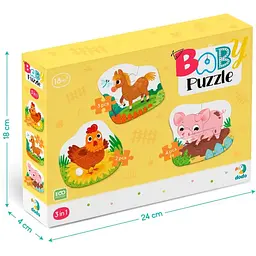 Дитячий пазл 3 в 1 DoDo Toys День на фермі 9 елементів (300394) - мініатюра 3