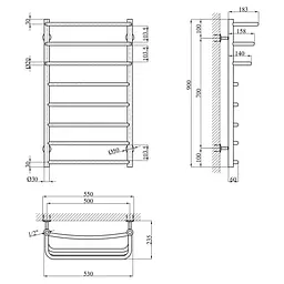 Сушарка для рушників водяна Kroner KRP Prima WT900x500-8 (CV036312) - мініатюра 5