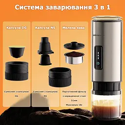 Портативна кавоварка BioloMix WY-007 3-в-1 для справжнього еспресо будь-де (Чорний) - мініатюра 5
