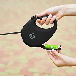 Повідець-рулетка для собак Waudog R-leash з контейнером для пакетів, світловідбивна стрічка, S до 12 кг, 3 м чорний - мініатюра 8