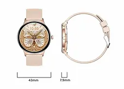 Смарт-годинник Smart Watch V89 Gold 2 ремінця силіконовий та металевий - мініатюра 3