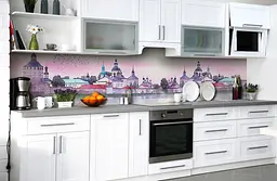 Вініловий кухонний фартух Старовинний замок наклейка для кухні Архітектура Рожевий 60х250 см Happy Pocket Z181411 - мініатюра 5
