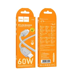 Дата кабель Hoco X113 Beneficio Type-C to Type-C 60W (1m) Gray - мініатюра 3