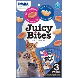 Ласощі для котів INABA Juicy Bites, соковиті снеки зі смаком курки та тунця, 3×11.3 г