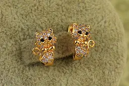 Сережки дитячі Xuping Jewelry кошенята з метеликом золотисті