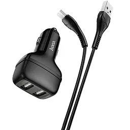 АЗП Hoco Z36 Leader 2.4A (2USB-A) + кабель USB to MicroUSB Чорний - мініатюра 2