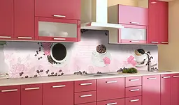 Вініловий кухонний фартух Happy Pocket Чашка кави наклейка для кухні ПВХ зерна Напої Рожевий Z181813 - мініатюра 2