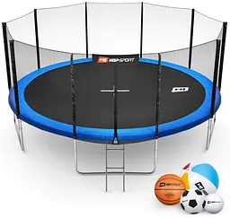 Батут Hop-Sport 16ft (488см) синій із зовнішньою сіткою - мініатюра 1