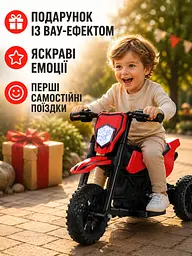 Дитячий електромотоцикл 6 В з пультом, LED, музикою та USB, триколісний, червоний, 2–5 років (49676250) - мініатюра 8