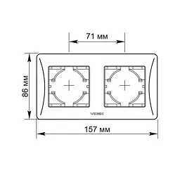 Рамка чорний графіт на 2 місця горизонтальна VIDEX BINERA VIDEX (24465-000) - мініатюра 2