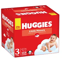 Підгузки Huggies Little Movers 3 (4-9 кг) M-pack, 168 шт (5029053577852) - мініатюра 2