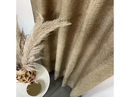 Легкі лляні штори кавового кольору 2шт. 150х270 з білим шифоновим тюлем 400х270, на тасьмі ALBO pbe0052630 - мініатюра 8