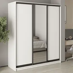 Шафа-купе тридверна MebelStar Уні BG 2ДСП/Дзеркало 180x60x210 см Аляска білий (MBS-8139)