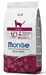 Сухий корм Monge Cat Indoor Rich in Chicken для кішок зі смаком курки та рису 10 кг (8009470004824)