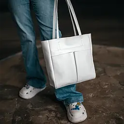 Шопер шкіряний білий жіночий Handycover S429 з 2 ручками - мініатюра 9