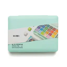 Набір гуашевих фарб HIMI Jelly Cup 24x30 мл, 3 пензлі, зелений пластиковий пенал (6976939681662) - мініатюра 11