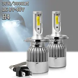 Світлодіодна автомобільна лампа H4 LED Headlight, ближнє і дальнє світло, з вентилятором охолодження, комплект 2 шт - мініатюра 2