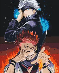Картина за номерами Магічна битва Годжо Сатору та Сукуна Jujutsu Kaisen Gojo and Sukuna 40х50 см PN JK SGS