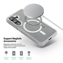 Чехол Samsung Galaxy S25 5G, Unit MagSafe, белый, прозрачный, магсейф, противоударный, магнитный, панель-накладка с поддержкой MagSafe, с поддержкой беспроводной зарядки, TPU+PC, защита всего корпуса, ударопрочный, ArmorStandart (ARM82261) - мініатюра 4