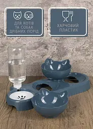 Подвійна миска для годування кішок та собачок на підставці Idea з автоматичною поїлкою 500 мл - мініатюра 8