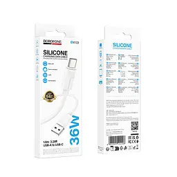 Кабель BOROFONE BX123 Leya silicone charging data cable Type-C Білий - мініатюра 2