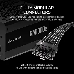Блок живлення Corsair RM1000e 1000W 80+ Platinum (CP-9020297-EU) - мініатюра 7