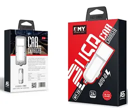 Автомобільний зарядний пристрій EMY MY20 2in1 АЗП з кабелем iPhone DC12-24V, 2.4 А, 5V/12W - мініатюра 1