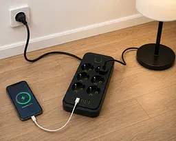 Мережевий фільтр (подовжувач) / Power — Socket F06U 6 розеток 4 USB + Type-C чорний 26X-211 / Мережевий подовжувач розеток - мініатюра 3